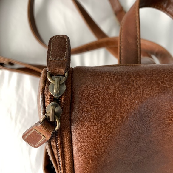 Vintage camel brown small backpack main image 5